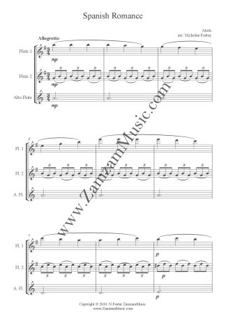 Anon - Spanish Romance  Flute Trio for 2 Flutes and Alto.