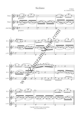 Bach, J.S. - Siciliano from Sonata in G minor. 2 Flutes and Alto.