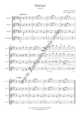 Barrios. - Madrigal - Gavotte. A Paraguayan guitar solo for 2 Flutes, Alto and Bass.