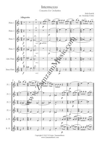 Bartok, Bela. - Intermezzo from Concerto for Orchestra. Arranged for Flute Choir.
