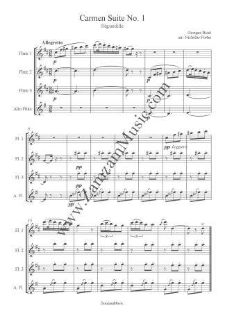 Bizet, Georges - Carmen Suite No1. 3 Flutes and Alto. Intermediate/Advanced