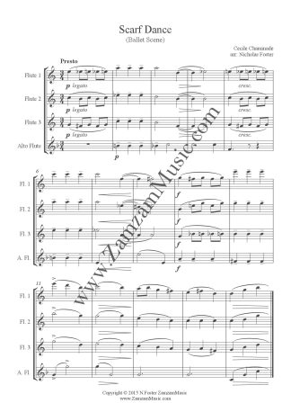 Chaminade - Scarf Dance. An arrangement of this piano piece for 3 Flutes and Alto.
