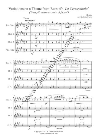 Chopin - Variations on a theme by Rossini - Solo Flute, 2 flutes and Alto Flute. Advanced Solo part