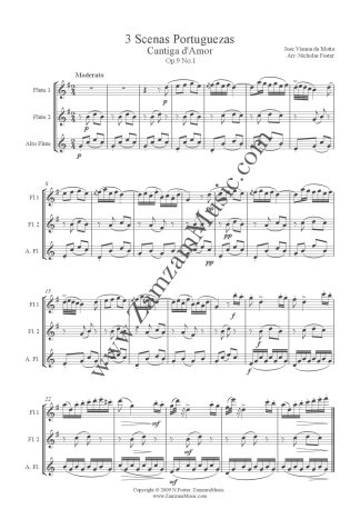 da Motta, Jose Vianna - 3 Scenas Portugezas. Suite of 3 pieces for 2 flutes and Alto.