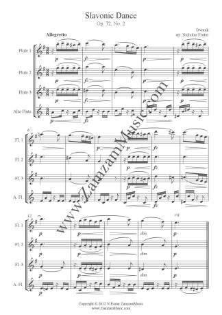 Dvorak   - Slavonic Dance, Op.72, No.2  3 Flutes and Alto Flute