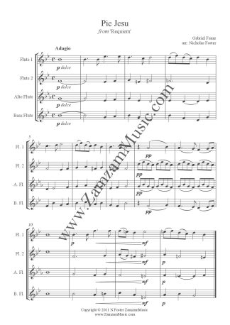 Faure - 'Pie Jesu' from the Requiem - 2 Flutes, Alto and Bass