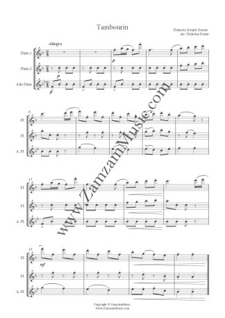Gossec - Tambourin. 2 Flutes and Alto. Good encore piece with showcase solo part.