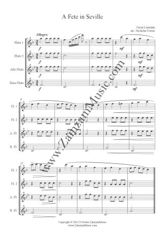 Liemann, Oscar - A Fete en Seville. 2 Flutes, Alto and Bass flute.