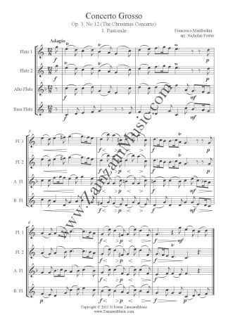 Manfredini - Christmas Concerto, Op 3, No12. 2 Flutes, Alto and Bass.