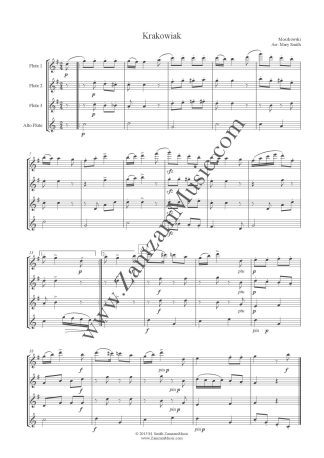 Moszkowski. 'Krakowiak' from 4 Polish folk songs. Op 55, No 4.  3 Flutes and Alto Flute. Advanced.