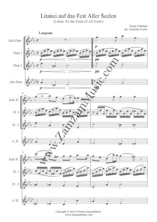 Schubert - Litany for Feast of All Souls. Solo flute, 2 flutes and alto flute