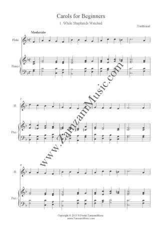 12 Christmas Carols for Beginner level flute and piano.
