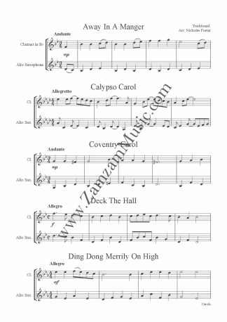 22 Traditional Christmas Carol Duets for Clarinet and Alto Saxophone