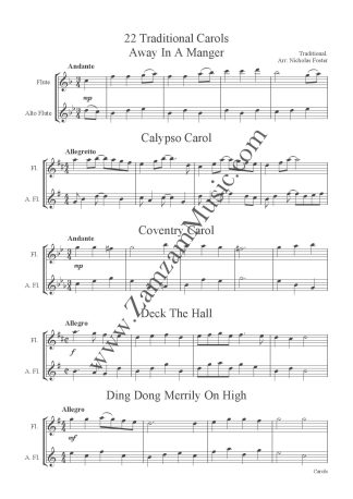 Duets Various - 22 Traditional Christmas Carols for C flute and Alto