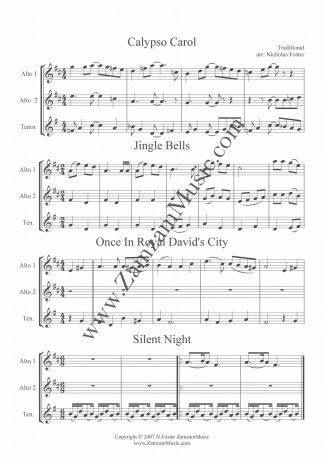 6 Traditional Christmas Carols for Saxophone trio. AAT