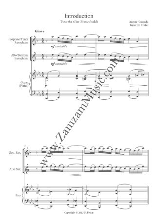 Cassado, Gaspar. Introduction from Toccata. B flat/E flat saxophone with organ/piano