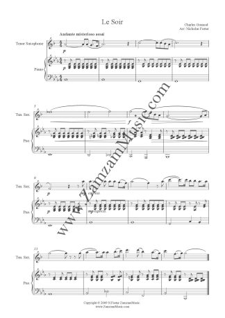 Gounod - Le Soir. A song arranged for Tenor Saxophone and Piano