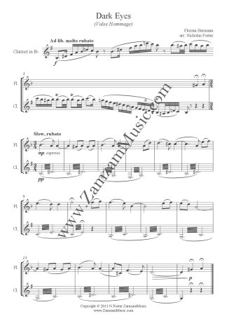 Hermann, Florian. 'Dark Eyes', Valse Hommage for Flute and Clarinet