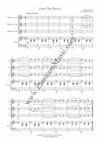 Rosas, Valentino – Over the Waves Clarinet Trio and Piano