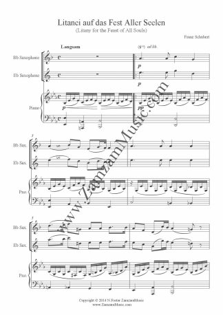 Schubert - Litany for the Feast of All Souls. Bb or Eb saxophone and Piano