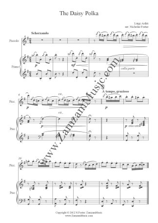 Arditi, L. - Daisy Polka. A Romantic style piece for Solo Piccolo and Piano.