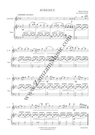 German, Edward. Romance for solo alto flute and piano. Intermediate.