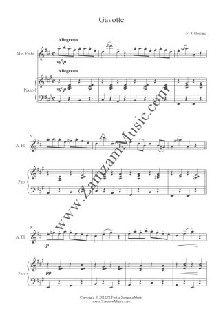 Gossec, F.J. - Gavotte. A humorous piece for Alto Flute and Piano.