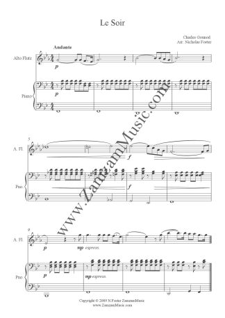 Gounod, Charles - Le Soir. An arrangement of this evocative song for alto flute and piano.