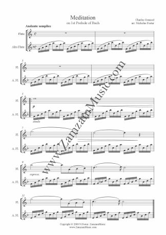 Gounod/Bach. Meditation for Flute and Alto Flute. Intermediate/Advanced