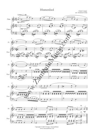 Lange, Gustav - Blumenlied. A lyrical and Romantic solo for flute and piano.