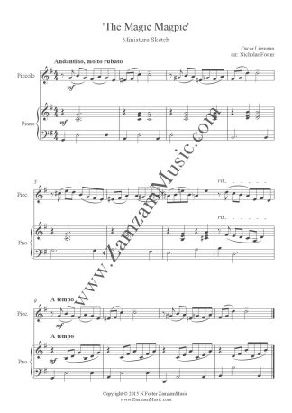 Liemann, O. - The Magic Magpie. A miniature sketch for solo piccolo and piano.