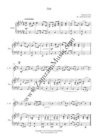 Lotti, Antonio - Air. A beautifully lyrical solo for Alto flute and piano.