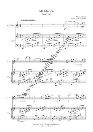 Massenet, J. - Meditation from Thais for Alto flute and piano.