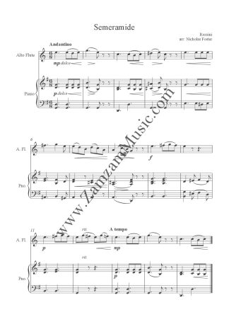 Various - Melodies from the Overtures for alto flute and piano. Easy to Intermediate.