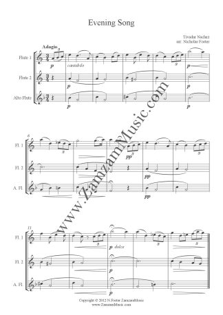 Nachez, Tivadar - Evening Song. 2 Flutes and Alto Flute.