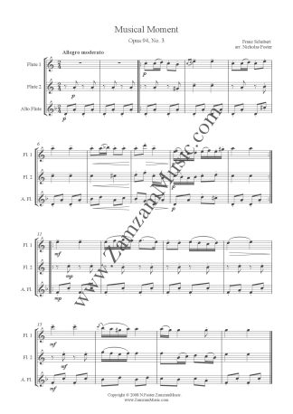 Schubert -  Moment Musical. 2 Flutes and Alto