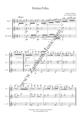 Smetana - Bettina Polka. 2 Flutes and Alto