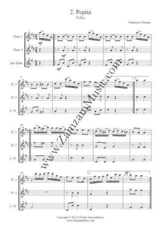 Tarrega - 4 Miniatures. 2 Flutes and Alto.