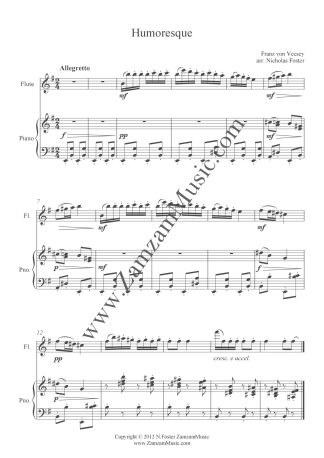 Vecsey, F. - Humoresque. A short and characterful concert piece for flute and piano.