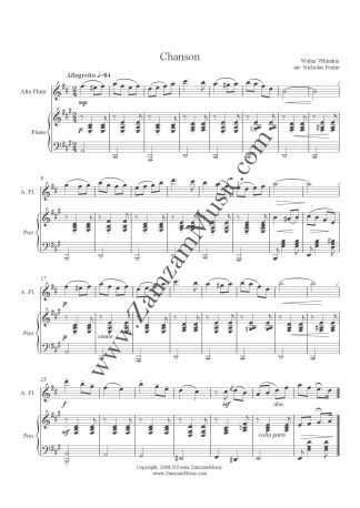 Whitaker, Walter. - Chanson. A charmingly lyrical piece for alto flute and piano.