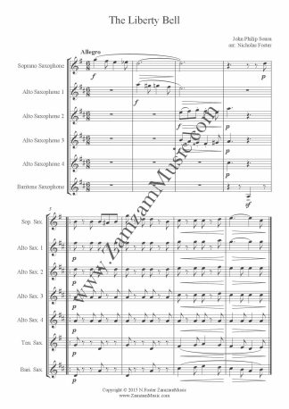 Sousa. - The Liberty Bell. This famous march arranged for saxophone septet.