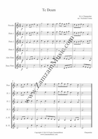 Charpentier - Te Deum. Flute choir. Piccolo. 3 flutes, alto, bass