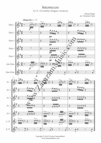 Elgar - Intermezzo (Dorabella). Septet for 5 flutes, alto, bass.