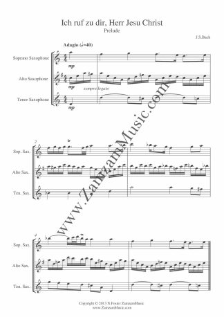 Bach, J.S. – Ich ruf zu dir, Herr Jesu Christ. Soprano, Alto, Tenor saxophones. Advanced