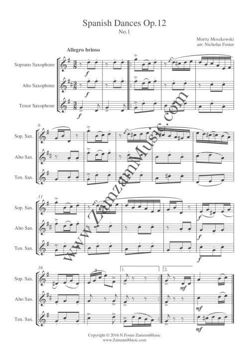 Moszkowski Spanish Dance No. 1. op 12. Soprano, Alto, Tenor
