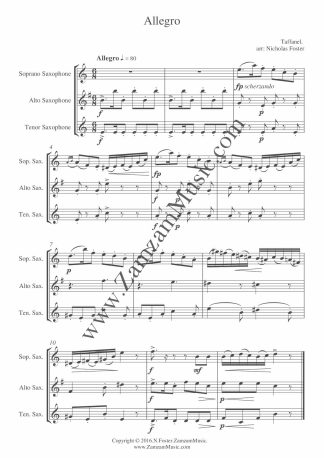 Taffanel – Allegro. A trio arrangement of this showpiece solo for Soprano, Alto, Tenor