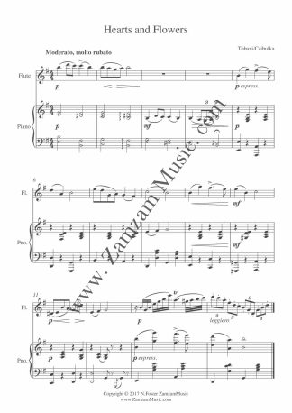 Tobani, Th. - Hearts and Flowers. Famous melodramatic song from the silent film era arranged for Flute and Piano