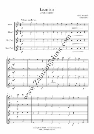 Bruckner, Anton - Motet: 'Locus iste'. WAB 23. 2 flutes, alto and bass flutes.
