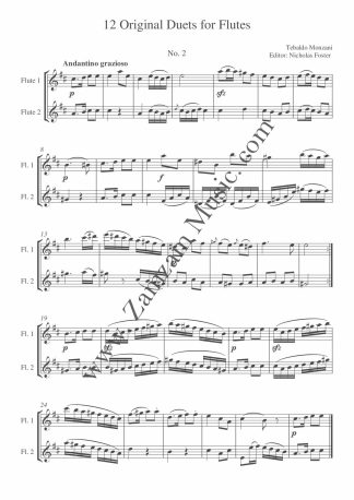 Monzani, Tebaldo. - 12 Original Duets. 2 Flutes. Advanced level.