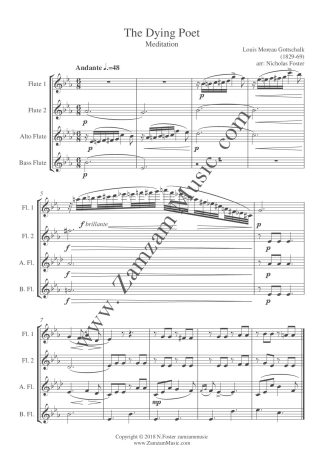 Gottschalk. - The Dying Poet. 2 flutes, alto and bass flutes.